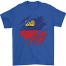 Torn Liechtenstein Flag Liechtensteiner Day Football Mens T-Shirt 100% Cotton Royal Blue