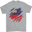 Torn Liechtenstein Flag Liechtensteiner Day Football Mens T-Shirt 100% Cotton Sports Grey
