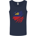 Torn Liechtenstein Flag Liechtensteiner Day Football Mens Vest Tank Top Navy Blue