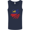 Torn Liechtenstein Flag Liechtensteiner Day Football Mens Vest Tank Top Navy Blue