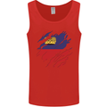 Torn Liechtenstein Flag Liechtensteiner Day Football Mens Vest Tank Top Red