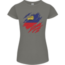 Torn Liechtenstein Flag Liechtensteiner Day Football Womens Petite Cut T-Shirt Charcoal