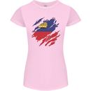 Torn Liechtenstein Flag Liechtensteiner Day Football Womens Petite Cut T-Shirt Light Pink
