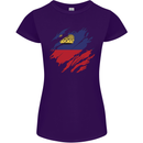 Torn Liechtenstein Flag Liechtensteiner Day Football Womens Petite Cut T-Shirt Purple
