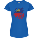 Torn Liechtenstein Flag Liechtensteiner Day Football Womens Petite Cut T-Shirt Royal Blue