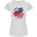 Torn Liechtenstein Flag Liechtensteiner Day Football Womens Petite Cut T-Shirt White