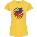 Torn Liechtenstein Flag Liechtensteiner Day Football Womens Petite Cut T-Shirt Yellow