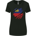 Torn Liechtenstein Flag Liechtensteiner Day Football Womens Wider Cut T-Shirt Black