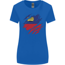 Torn Liechtenstein Flag Liechtensteiner Day Football Womens Wider Cut T-Shirt Royal Blue