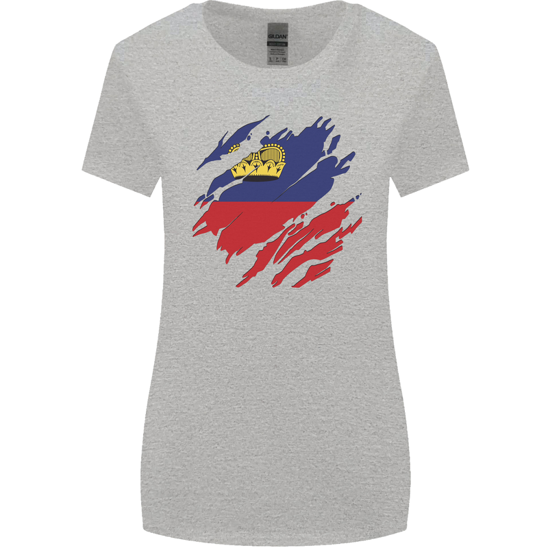 Torn Liechtenstein Flag Liechtensteiner Day Football Womens Wider Cut T-Shirt Sports Grey