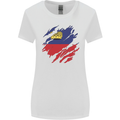 Torn Liechtenstein Flag Liechtensteiner Day Football Womens Wider Cut T-Shirt White