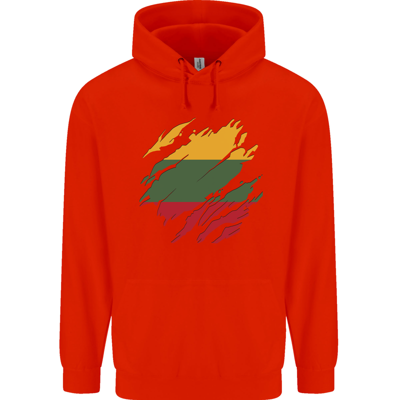 Torn Lithuania Flag Lithuania Day Football Childrens Kids Hoodie Bright Red