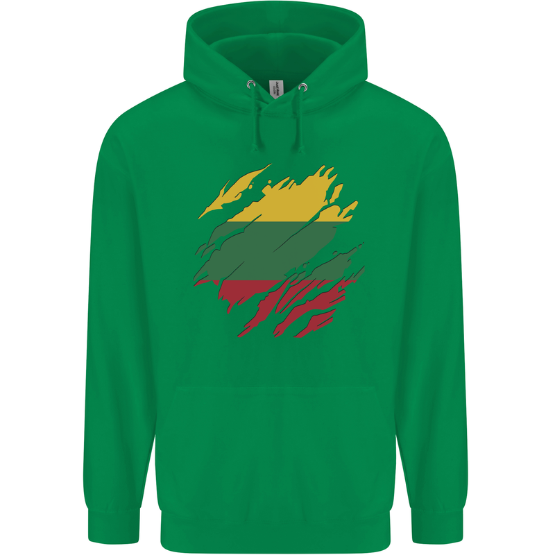 Torn Lithuania Flag Lithuania Day Football Childrens Kids Hoodie Irish Green