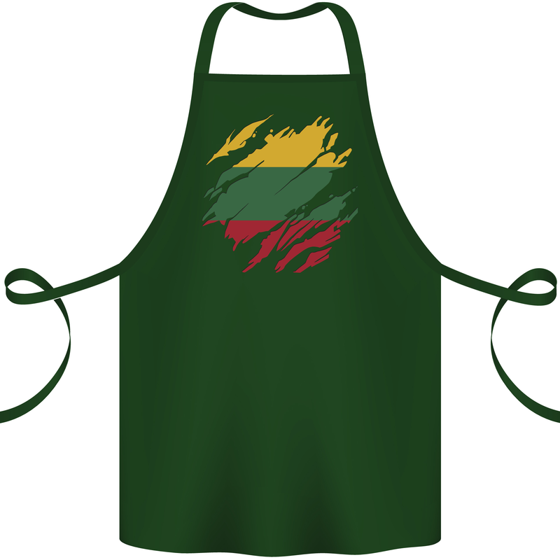 Torn Lithuania Flag Lithuania Day Football Cotton Apron 100% Organic Forest Green
