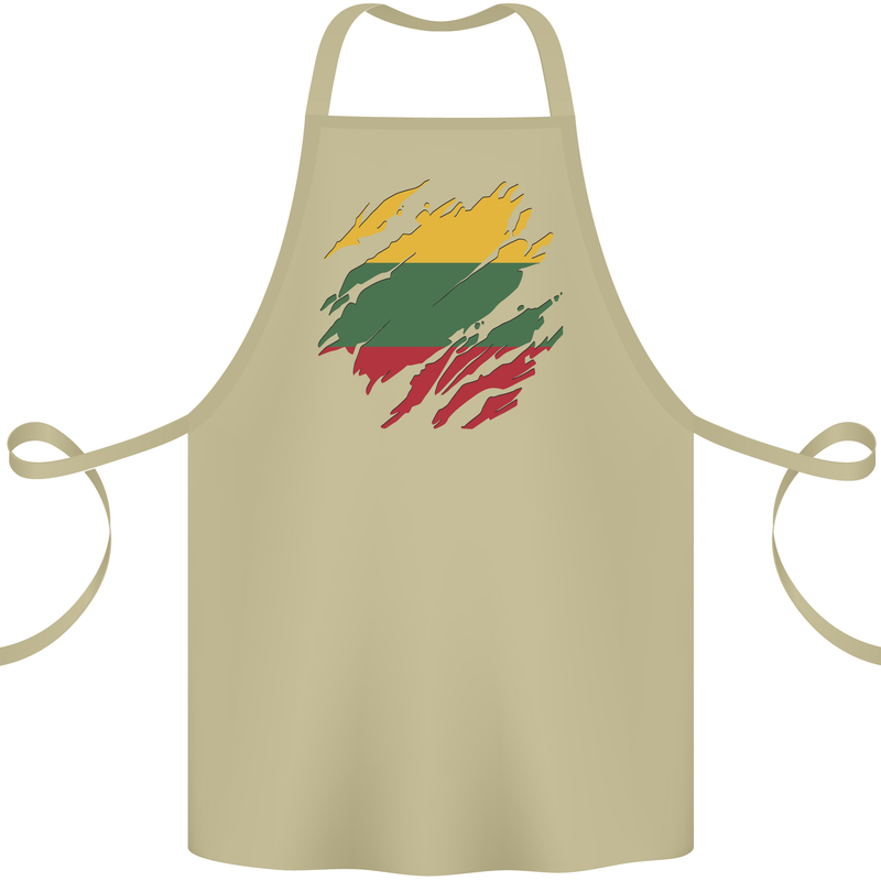 Torn Lithuania Flag Lithuania Day Football Cotton Apron 100% Organic Khaki