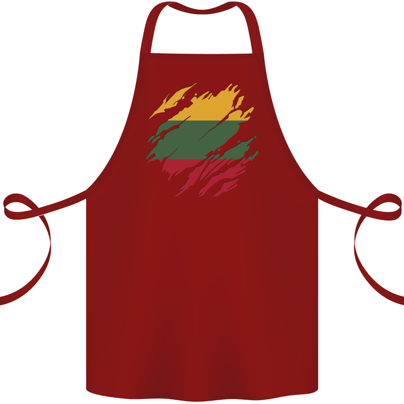 Torn Lithuania Flag Lithuania Day Football Cotton Apron 100% Organic Maroon