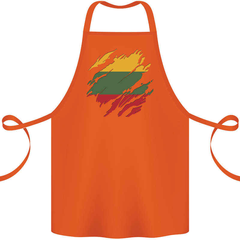 Torn Lithuania Flag Lithuania Day Football Cotton Apron 100% Organic Orange