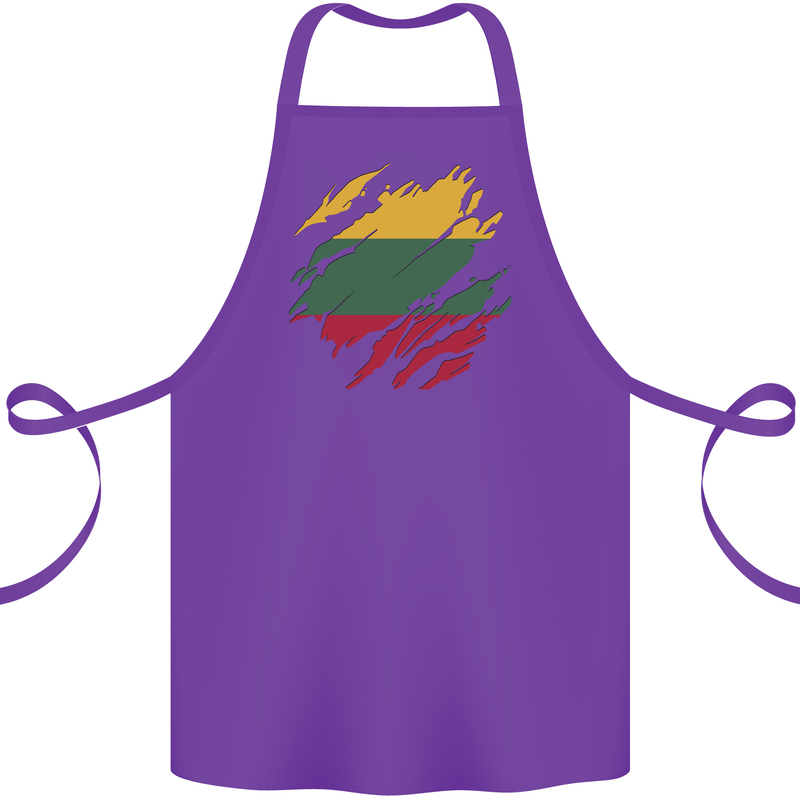Torn Lithuania Flag Lithuania Day Football Cotton Apron 100% Organic Purple