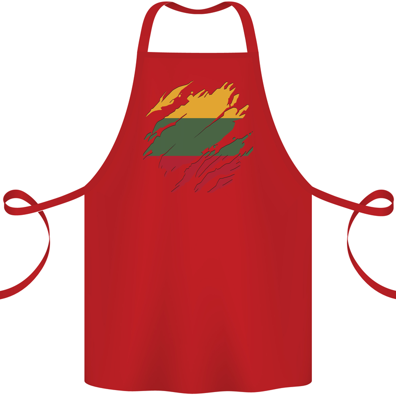 Torn Lithuania Flag Lithuania Day Football Cotton Apron 100% Organic Red