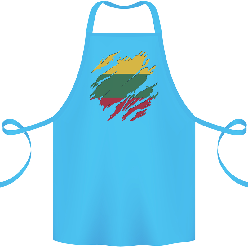 Torn Lithuania Flag Lithuania Day Football Cotton Apron 100% Organic Turquoise