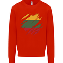 Torn Lithuania Flag Lithuania Day Football Kids Sweatshirt Jumper Bright Red