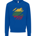 Torn Lithuania Flag Lithuania Day Football Kids Sweatshirt Jumper Royal Blue