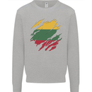 Torn Lithuania Flag Lithuania Day Football Kids Sweatshirt Jumper Sports Grey
