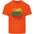 Torn Lithuania Flag Lithuania Day Football Kids T-Shirt Childrens Orange