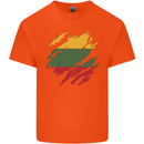 Torn Lithuania Flag Lithuania Day Football Kids T-Shirt Childrens Orange