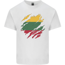 Torn Lithuania Flag Lithuania Day Football Kids T-Shirt Childrens White
