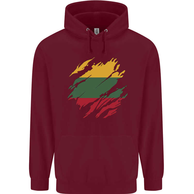 Torn Lithuania Flag Lithuania Day Football Mens 80% Cotton Hoodie Maroon