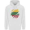 Torn Lithuania Flag Lithuania Day Football Mens 80% Cotton Hoodie White