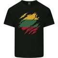 Torn Lithuania Flag Lithuania Day Football Mens Cotton T-Shirt Tee Top Black