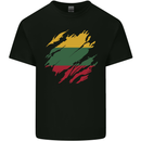 Torn Lithuania Flag Lithuania Day Football Mens Cotton T-Shirt Tee Top Black