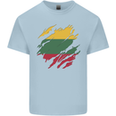 Torn Lithuania Flag Lithuania Day Football Mens Cotton T-Shirt Tee Top Light Blue