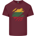 Torn Lithuania Flag Lithuania Day Football Mens Cotton T-Shirt Tee Top Maroon