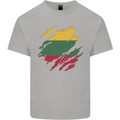 Torn Lithuania Flag Lithuania Day Football Mens Cotton T-Shirt Tee Top Sports Grey