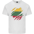 Torn Lithuania Flag Lithuania Day Football Mens Cotton T-Shirt Tee Top White