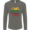 Torn Lithuania Flag Lithuania Day Football Mens Long Sleeve T-Shirt Charcoal