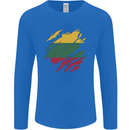 Torn Lithuania Flag Lithuania Day Football Mens Long Sleeve T-Shirt Royal Blue