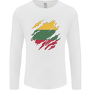 Torn Lithuania Flag Lithuania Day Football Mens Long Sleeve T-Shirt White