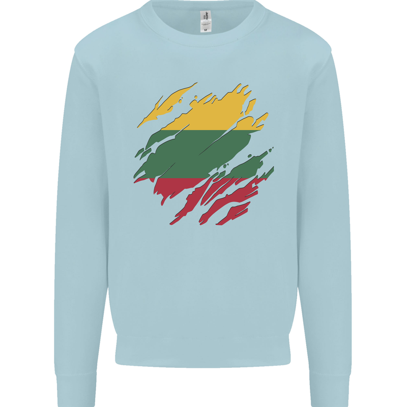 Torn Lithuania Flag Lithuania Day Football Mens Sweatshirt Jumper Light Blue