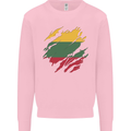 Torn Lithuania Flag Lithuania Day Football Mens Sweatshirt Jumper Light Pink