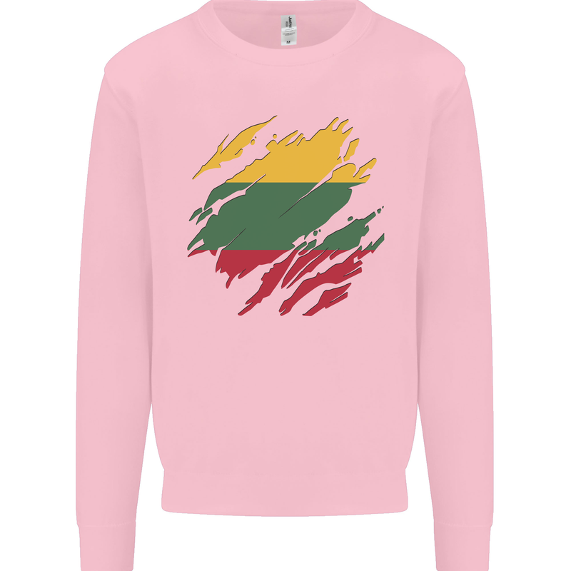 Torn Lithuania Flag Lithuania Day Football Mens Sweatshirt Jumper Light Pink