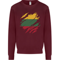 Torn Lithuania Flag Lithuania Day Football Mens Sweatshirt Jumper Maroon
