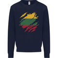 Torn Lithuania Flag Lithuania Day Football Mens Sweatshirt Jumper Navy Blue