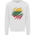 Torn Lithuania Flag Lithuania Day Football Mens Sweatshirt Jumper White