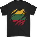 Torn Lithuania Flag Lithuania Day Football Mens T-Shirt 100% Cotton Black