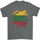 Torn Lithuania Flag Lithuania Day Football Mens T-Shirt 100% Cotton Charcoal