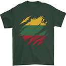 Torn Lithuania Flag Lithuania Day Football Mens T-Shirt 100% Cotton Forest Green